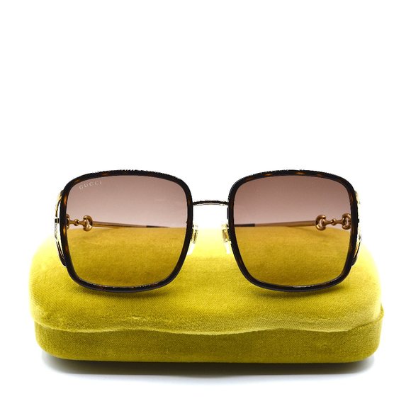 NEW GUCCI GG1016SK 003 HAVANA GOLD BROWN GRADIENT AUTHENTIC SUNGLASSES - Picture 9 of 13